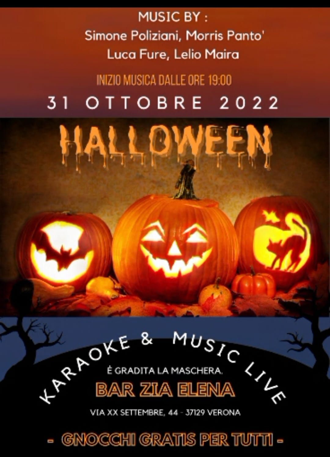 Xxx Com Barzia Hd - Halloween con karaoke e musica dal vivo bar zia elena , Verona (2022)