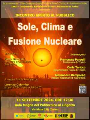 Incontro aperto al pubblico sole, clima e fusione nucleare
