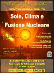 Incontro aperto al pubblico sole, clima e fusione nucleare