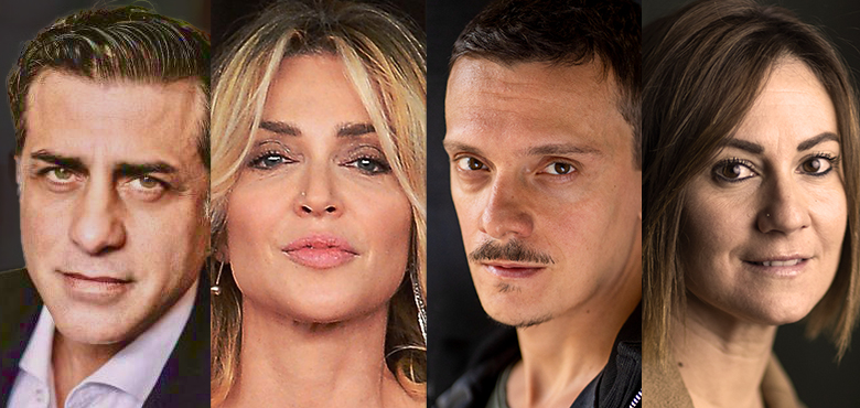 Simone montedoro, paola barale, mauro conte, ilaria canalini in tris di cuori di toni fornari