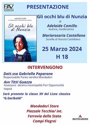 Presentazione del romanzo gli occhi blu di nunzia di adelaide camillo
