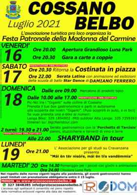 Cossano belbo: festa patronale della madonna del carmine