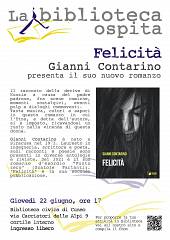 Felicita' e' il nuovo romanzo di gianni contarino: la presentazione a cuneo, presso la bib