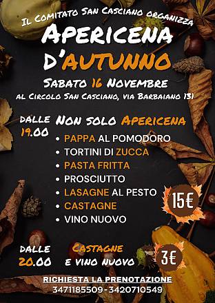 Apericena d'autunno - sabato 16 novembre 2024