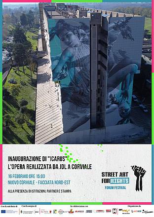 Jdl firma il suo ultimo muro a roma:   un imponente murale di 40 metri  tra i più grandi della capitale  nell’ambito di street art for rights forum festival
