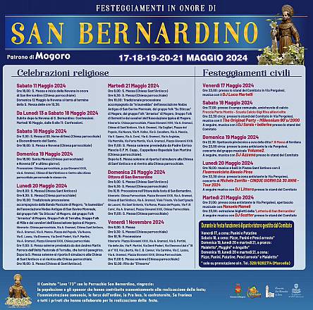 Festa di san bernardino a mogoro e concerto di michele zarrillo