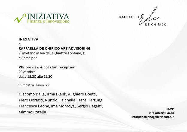 Raffaella de chirico e iniziativa finanza e innovazione presentano un incontro tra collezionismo, visione e cultura d'impresa