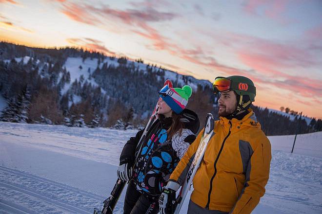 Trentino ski sunrise - rifugio stella d'italia