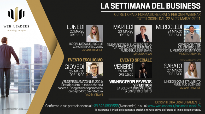 La settimana del business dal 22 al 27 marzo