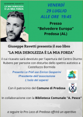 Evento culturale presentazione libro di giuseppe ravetti '' la mia debolezza e' la mia for