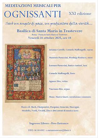 Meditazione musicale e poetica per ognissanti, xxi edizione sarò un angelo di pace, un predicatore della verità… vincenzo zito organo
