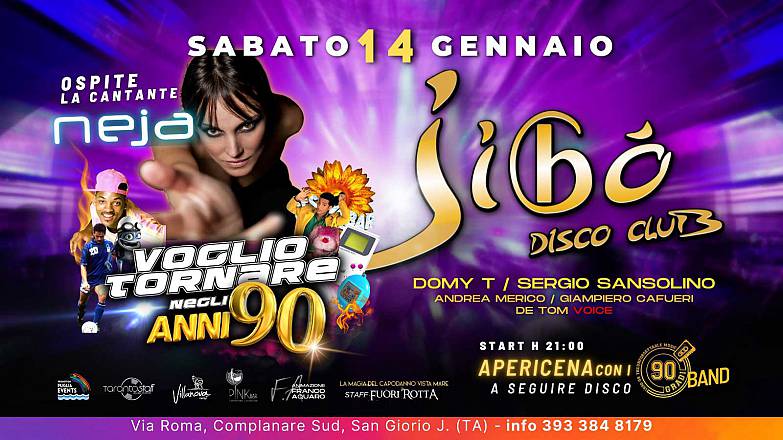 Sab 14 gennaio - voglio tornare negli anni 90 - jibo disco club @ san giorgio j.