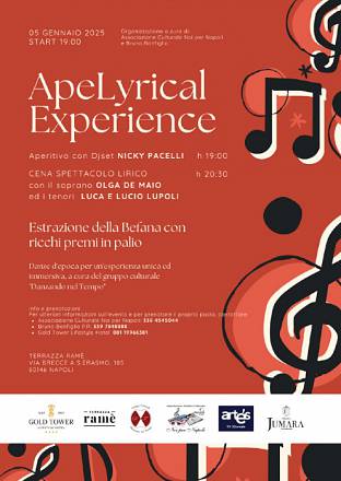 Ape lyrical experience gala dinner dell'epifania 5 gennaio 2025