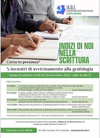 Indizi di noi nella scrittura - 5 incontri di avvicinamento alla grafologia